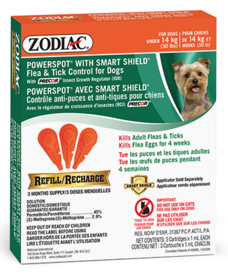 DMB - ZODIAC SMART SHIELD POWER SPORT DOGS UNDER 14KG 3 TUBE REFILL