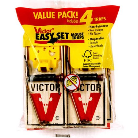 VICTOR EASY SET MOUSE TRAP PRE-BAITED (4PK)