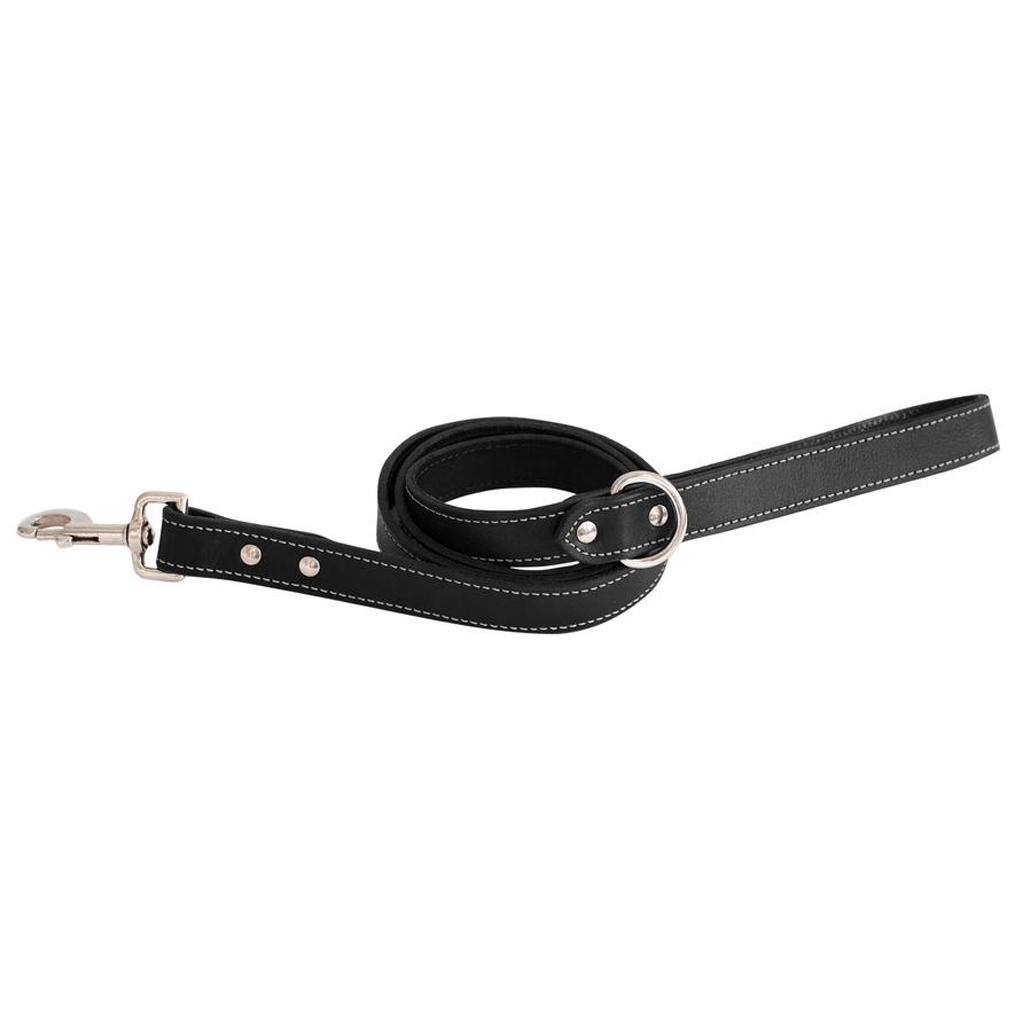 SHEDROW RICHMOND TOP STITCH LEATHER LEASH 5FT BLACK M