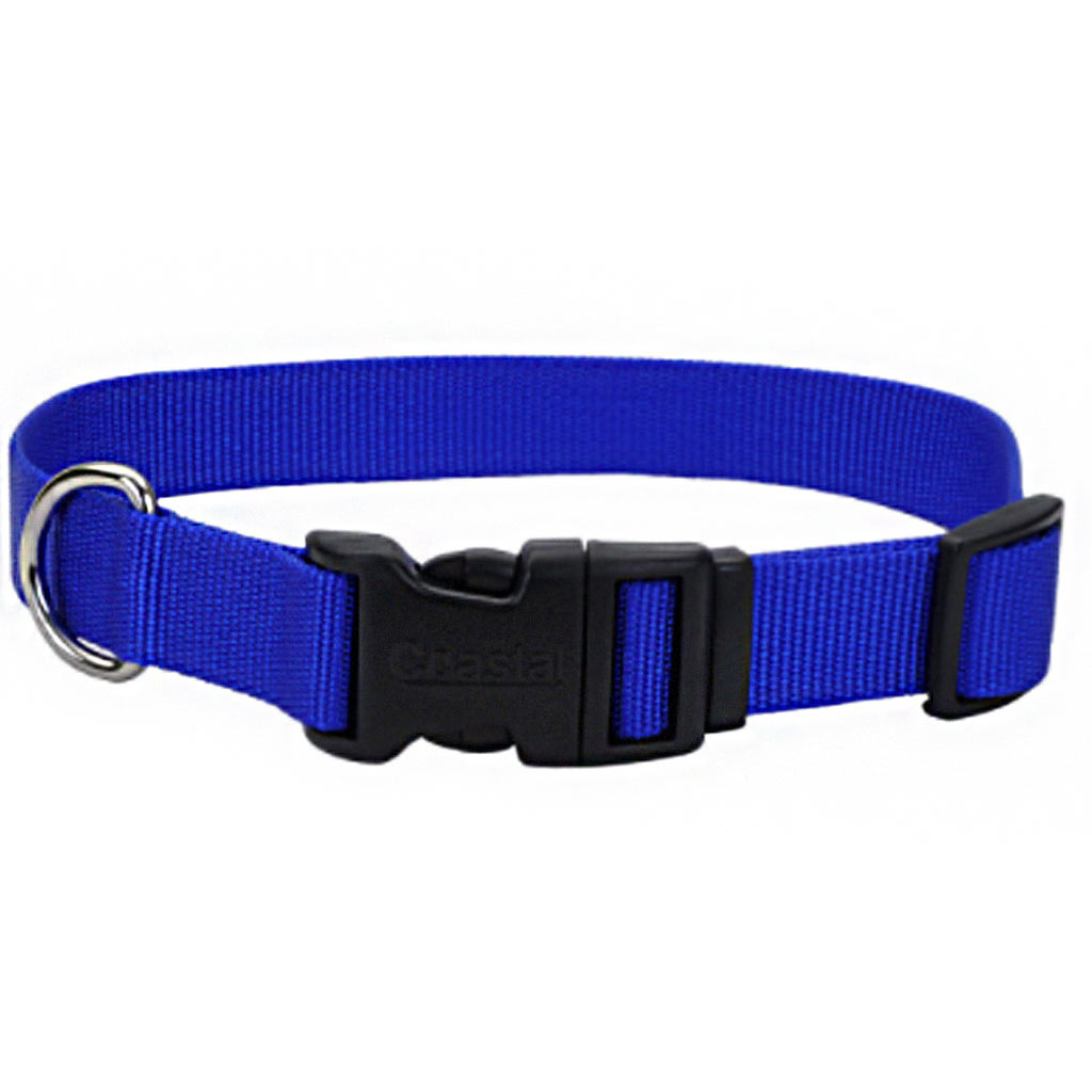 COASTAL ADJUSTABLE DOG COLLAR PLASTIC BUCKLE BLUE 1&quot;X18-26&quot;