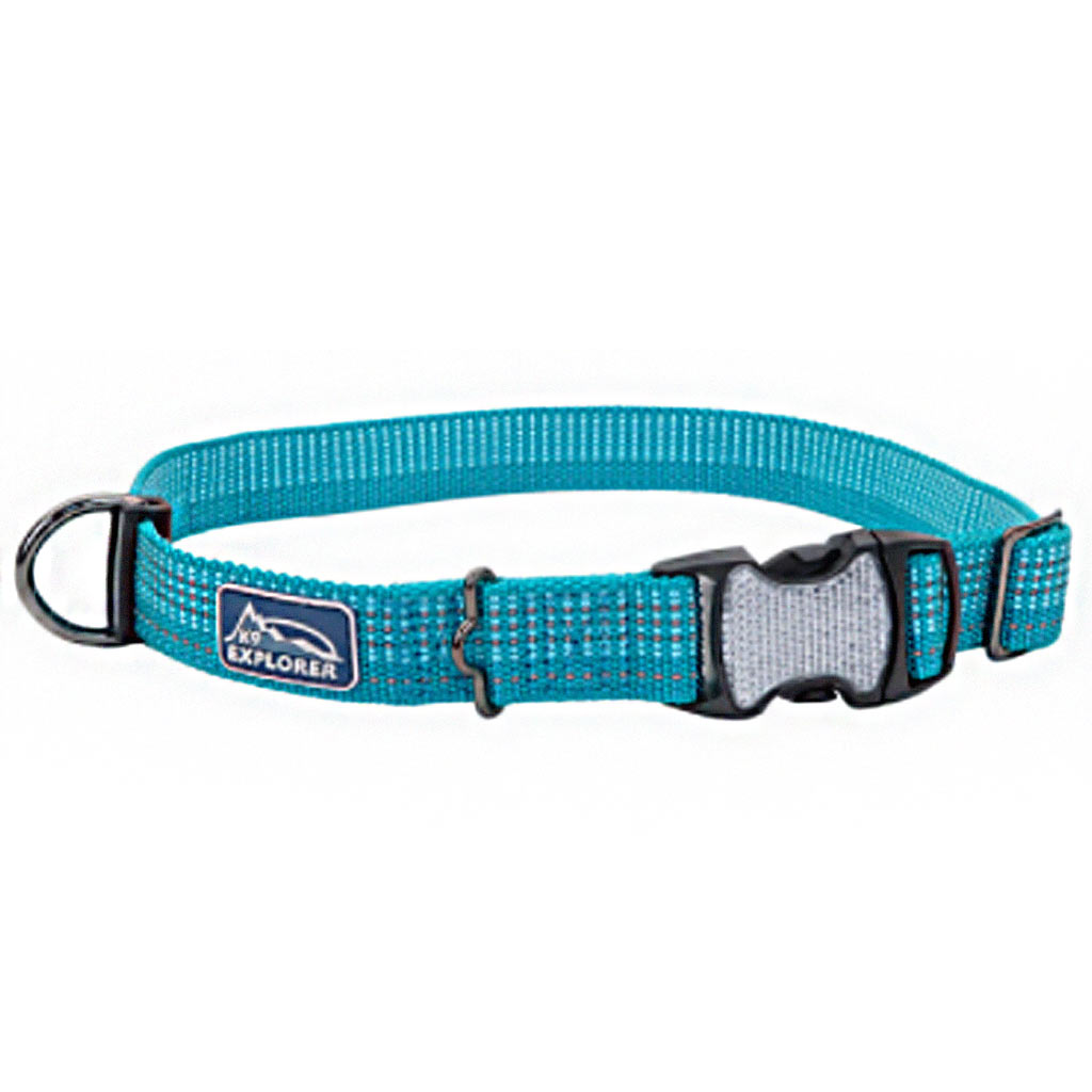 COASTAL K9 EXPLORER REFLECTIVE ADJ COLLAR OCEAN 5/8&quot;X8-12&quot;