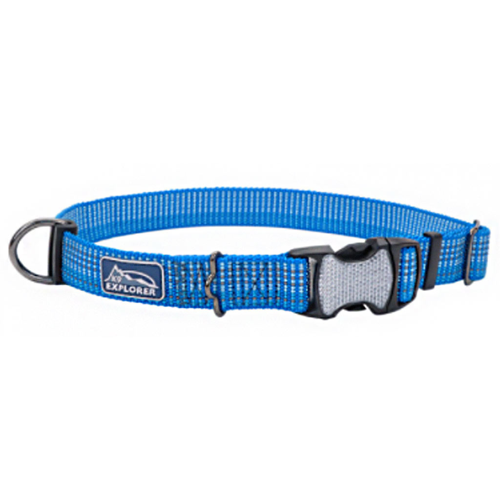 COASTAL K9 EXPLORER REFLECTIVE ADJ COLLAR LAKE 5/8&quot;X10-14&quot;