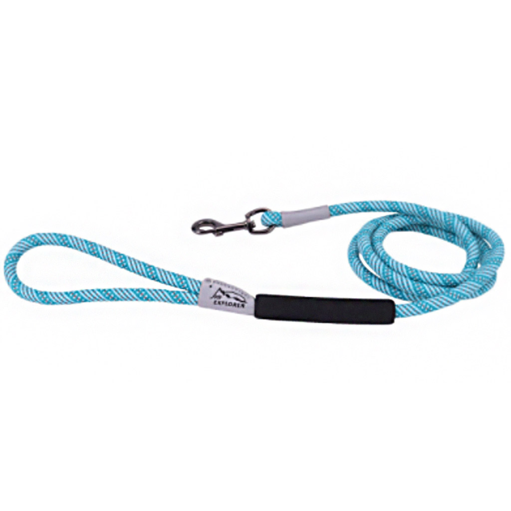 COASTAL K9 EXPLORER REFLECTIVE BRAIDED ROPE SNAP LEASH OCEAN 1/2"X6'