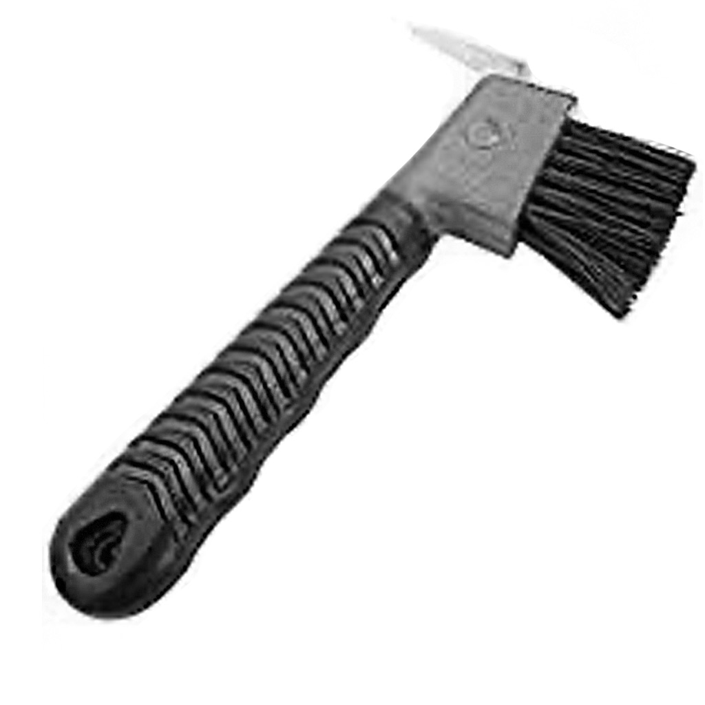 GER-RYAN HOOF PICK W/ BRUSH RUBBER GRIP BLACK