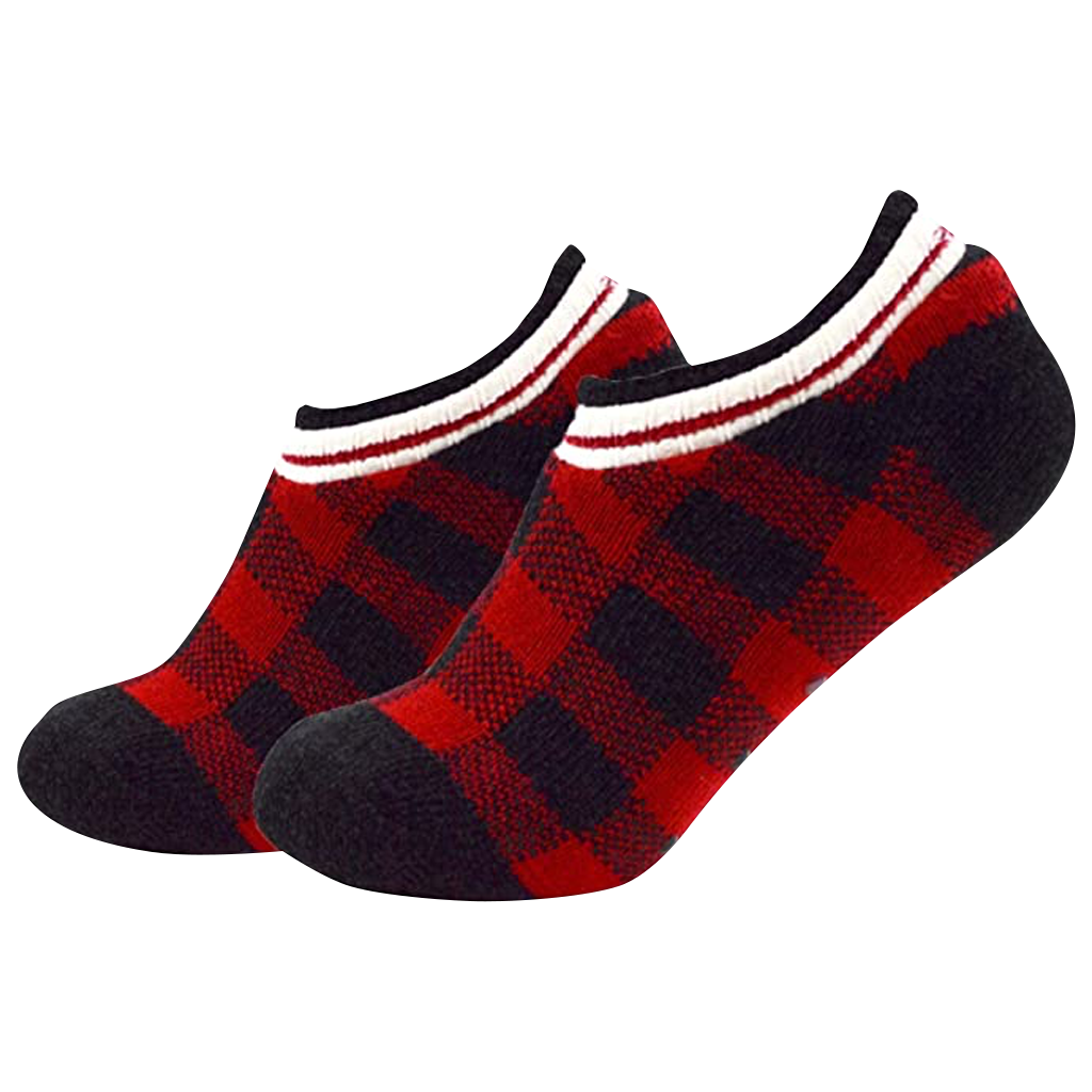 KODIAK MENS LOW-CUT CHECK SOCK SHERPA LG, RD/BLK