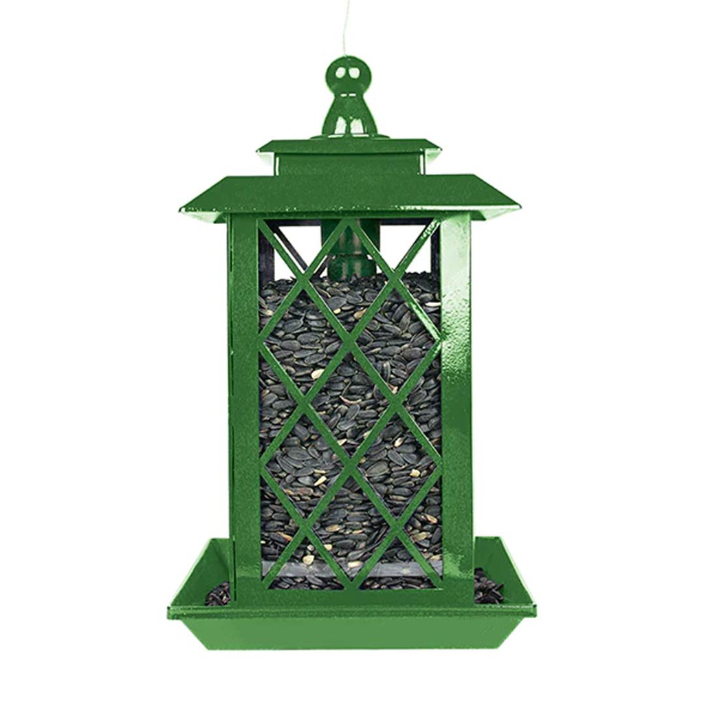 PINEBUSH MIXED SEED LANTERN STYLE BIN FEEDER GREEN