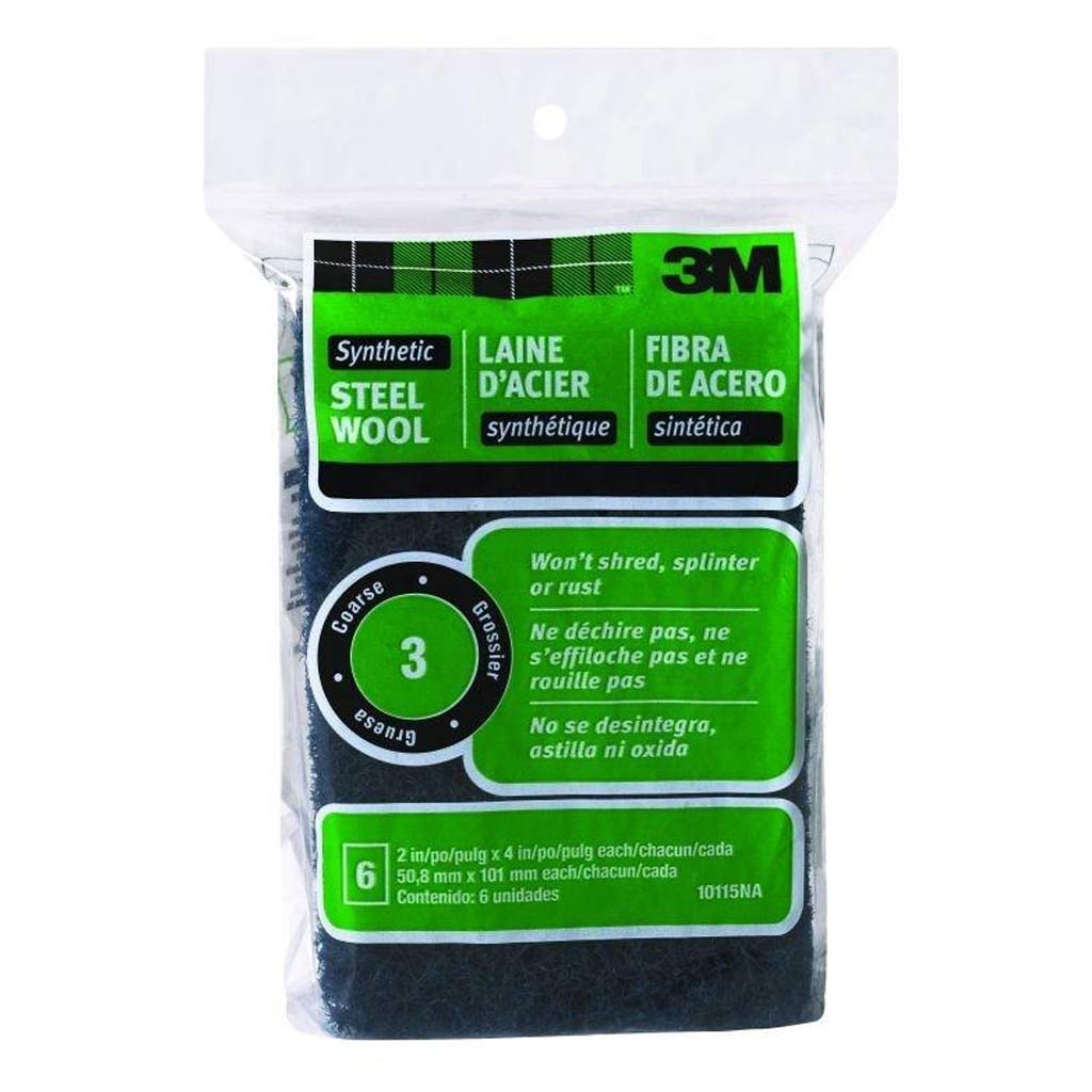 3M STEEL WOOL PAD #3 COARSE BLK 4"L X 2"W