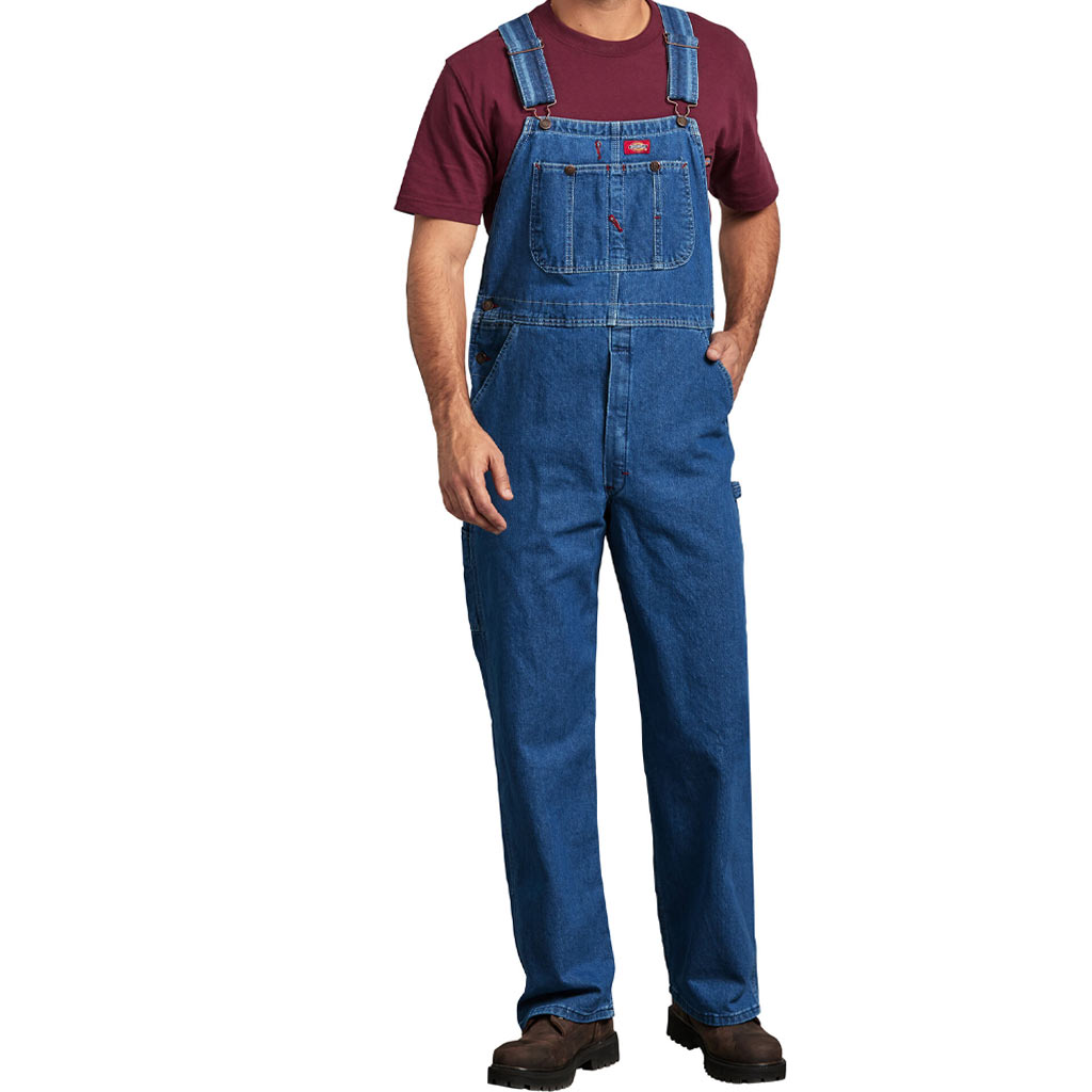 DICKIES MENS STONEWASHED DENIM BIB OVERALL NAVY 30x32