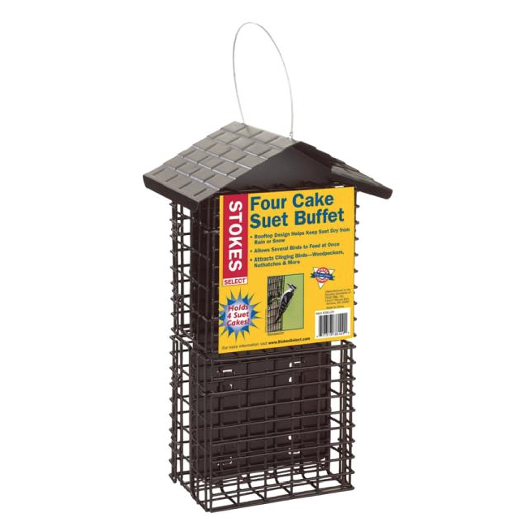 MORE BIRDS FOUR-CAKE SUET BUFFET FEEDER METAL