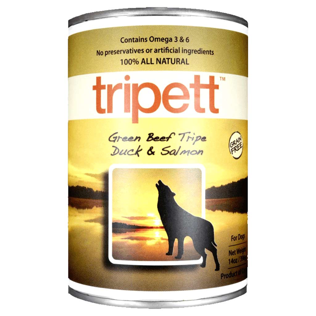 TRIPETT DOG GREEN BEEF TRIPE WITH DUCK &amp; SALMON 14OZ