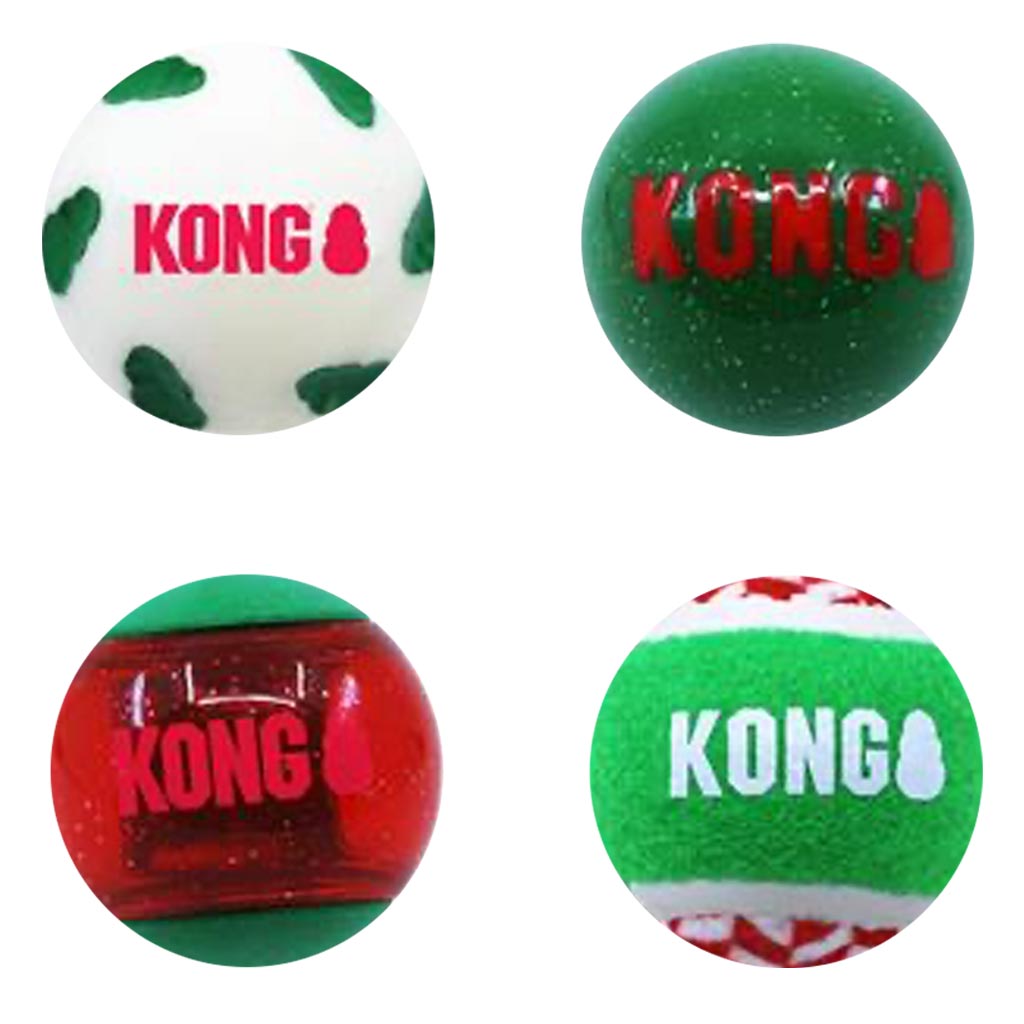 DV - KONG DOG HOLIDAY OCCASIONS BALL 4PK MEDIUM XMAS 2022