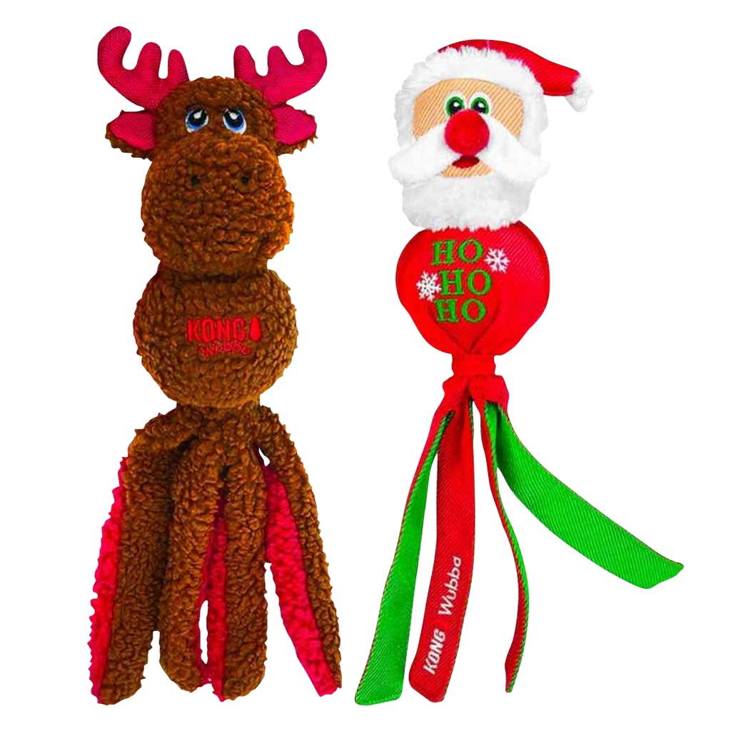 KONG DOG HOLIDAY WUBBA SANTA REINDEER ASSORTMENT LARGE