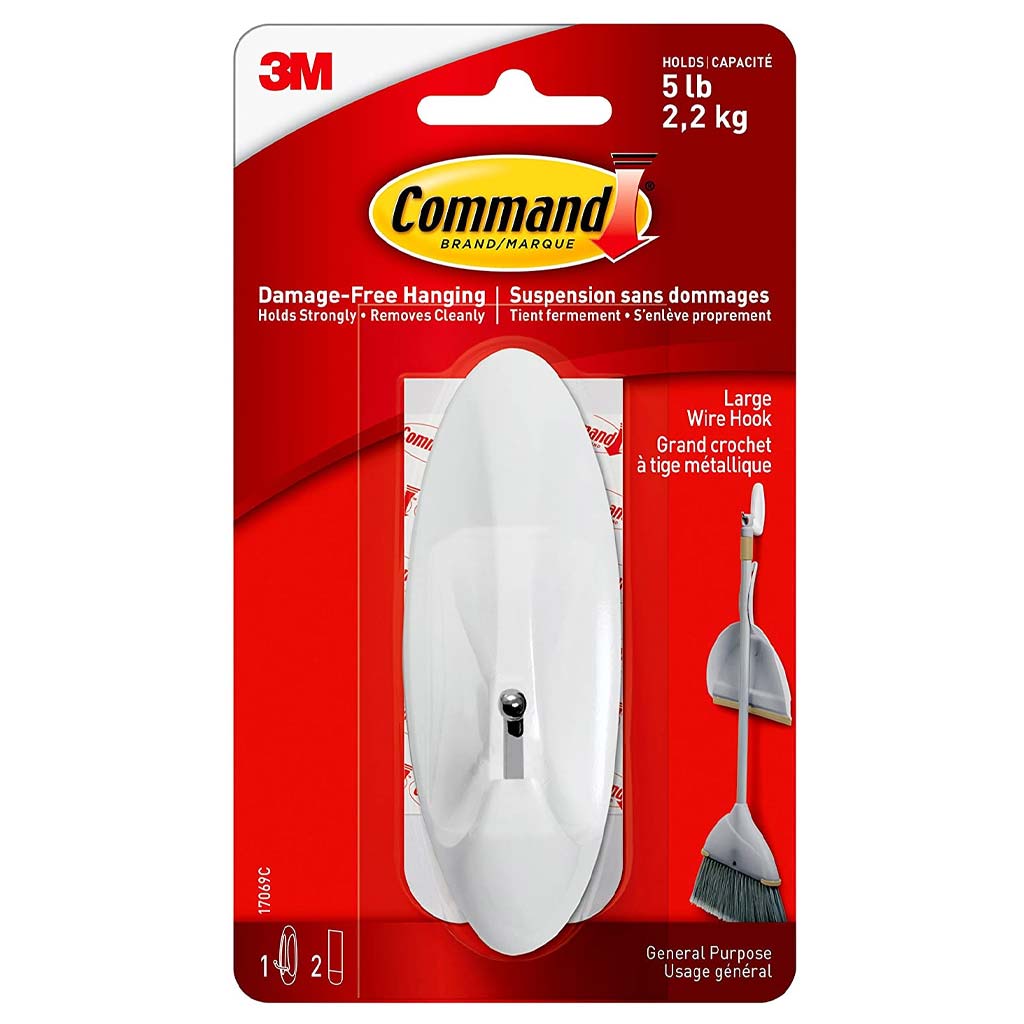 COMMAND ADHESIVE WIRE HOOK WHITE