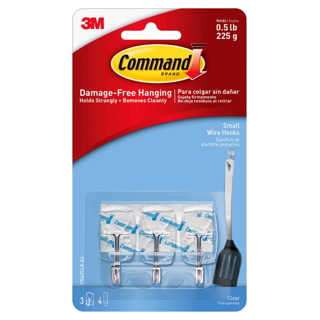 COMMAND ADHESIVE WIRE HOOK 3PK CLEAR