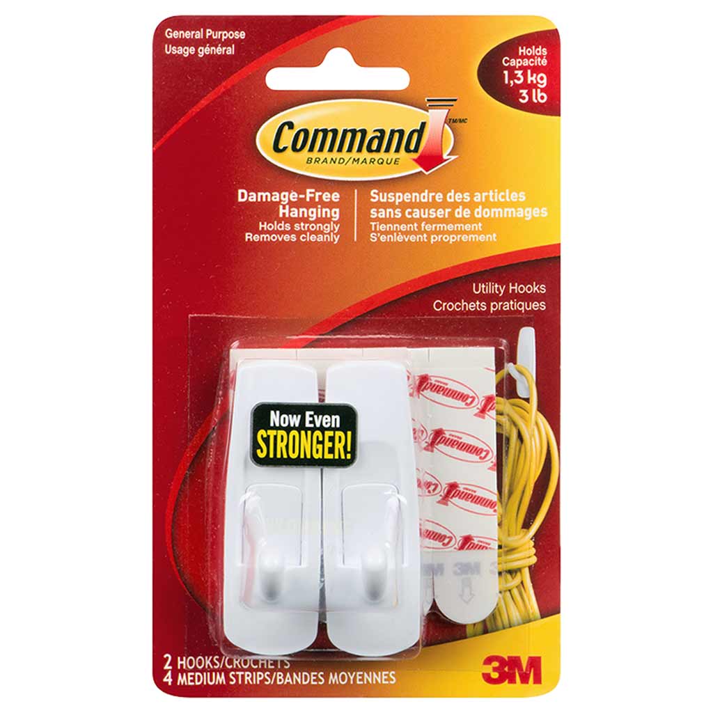 COMMAND UTILITY HOOK 2PK WHITE