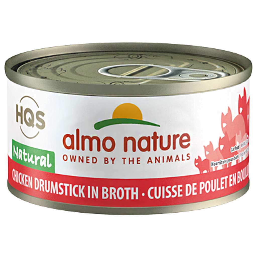 ALMO CAT HQS NATURAL CHICKEN DRUMSTICK IN BROTH CAN 70G