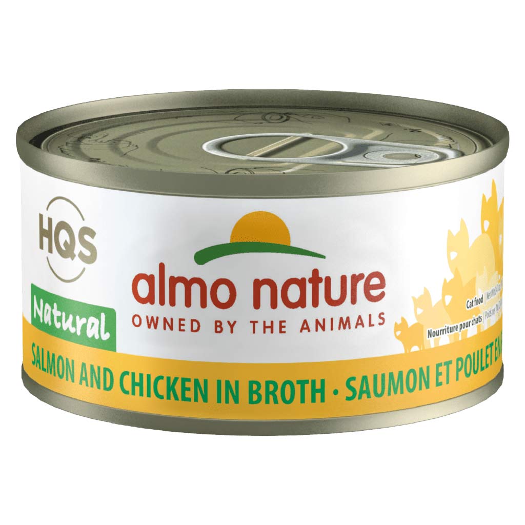 ALMO CAT HQS NATURAL SALMON & CHICKEN IN BROTH CAN 70G