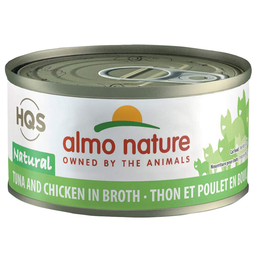 ALMO CAT HQS NATURAL TUNA &amp; CHICKEN IN BROTH CAN 70G