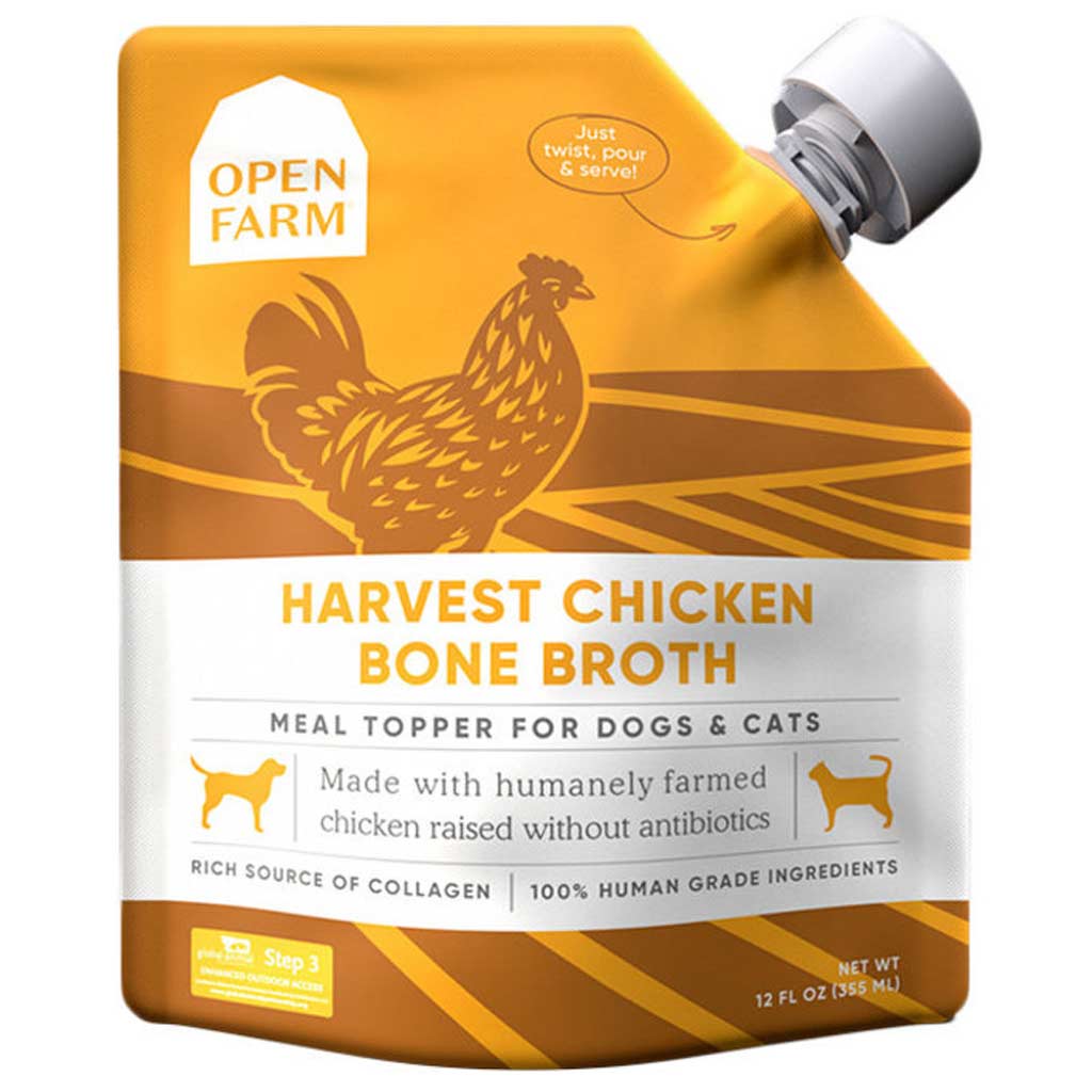 OPEN FARM HARVEST CHICKEN BONE BROTH FOR DOGS &amp; CATS 12OZ