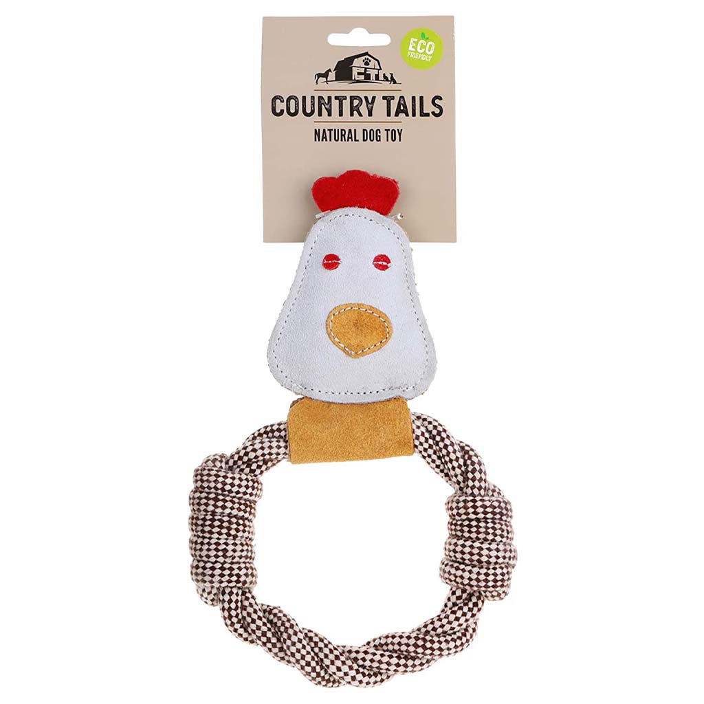 DMB - COUNTRY TAILS PREMIUM DOG CHEW SUEDE CHICKEN HEAD ROPE RING