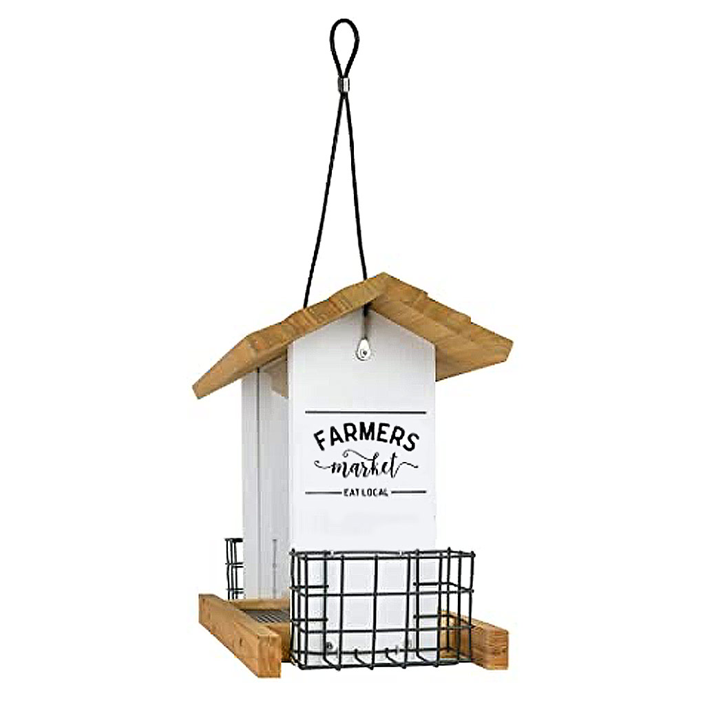 WILD WINGS FARMHOUSE HOPPER FEEDER W/ SUET CAGES 3QT