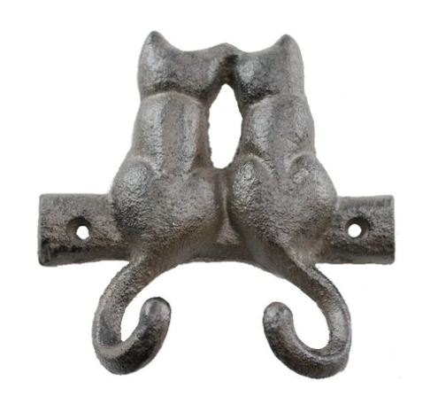 KOPPERS HOME CAST IRON DOUBLE CAT HOOK 12 X 11.5 X 3.5CM