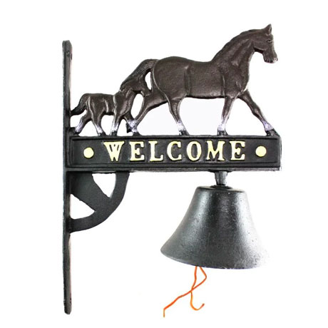 DV - KOPPERS HOME CAST IRON HORSE BELL 26 X 15CM