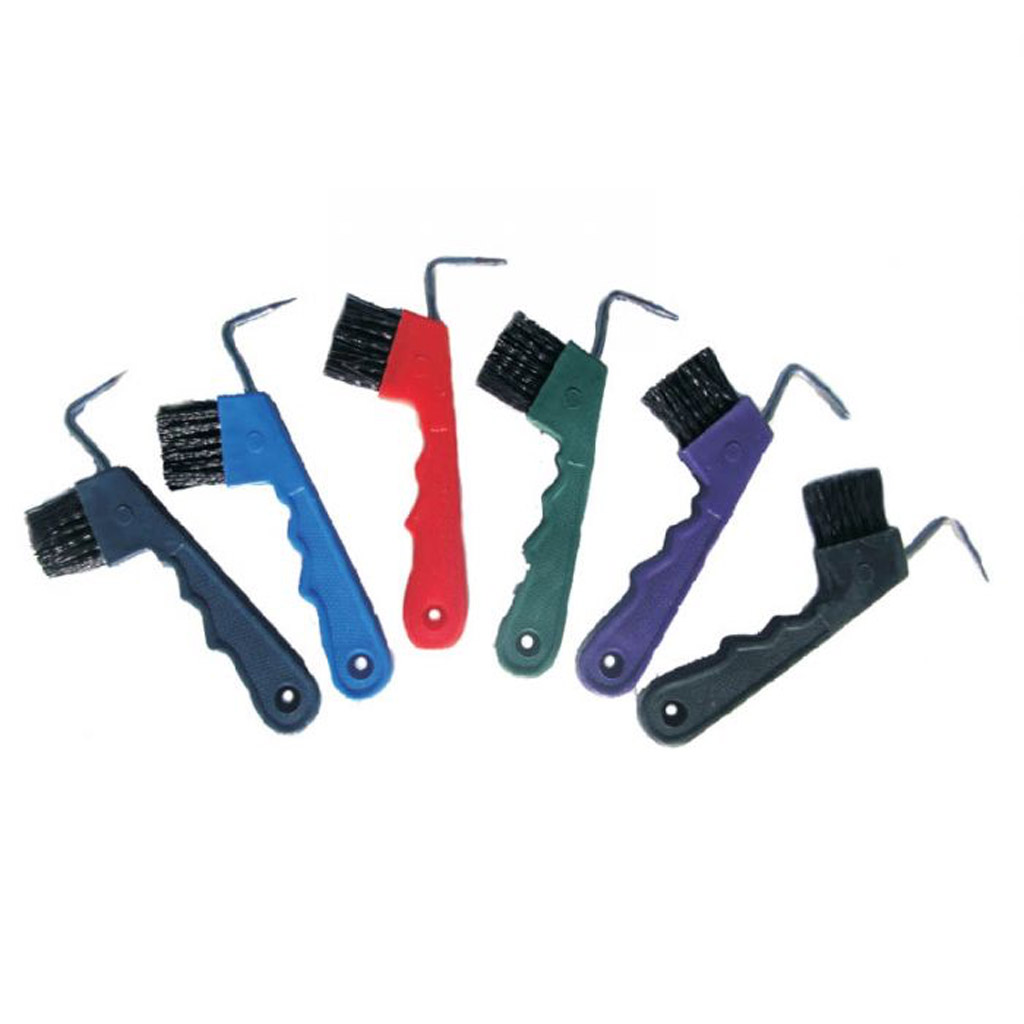 GER-RYAN PLASTIC HOOF PICK W/ BRUSH BLK