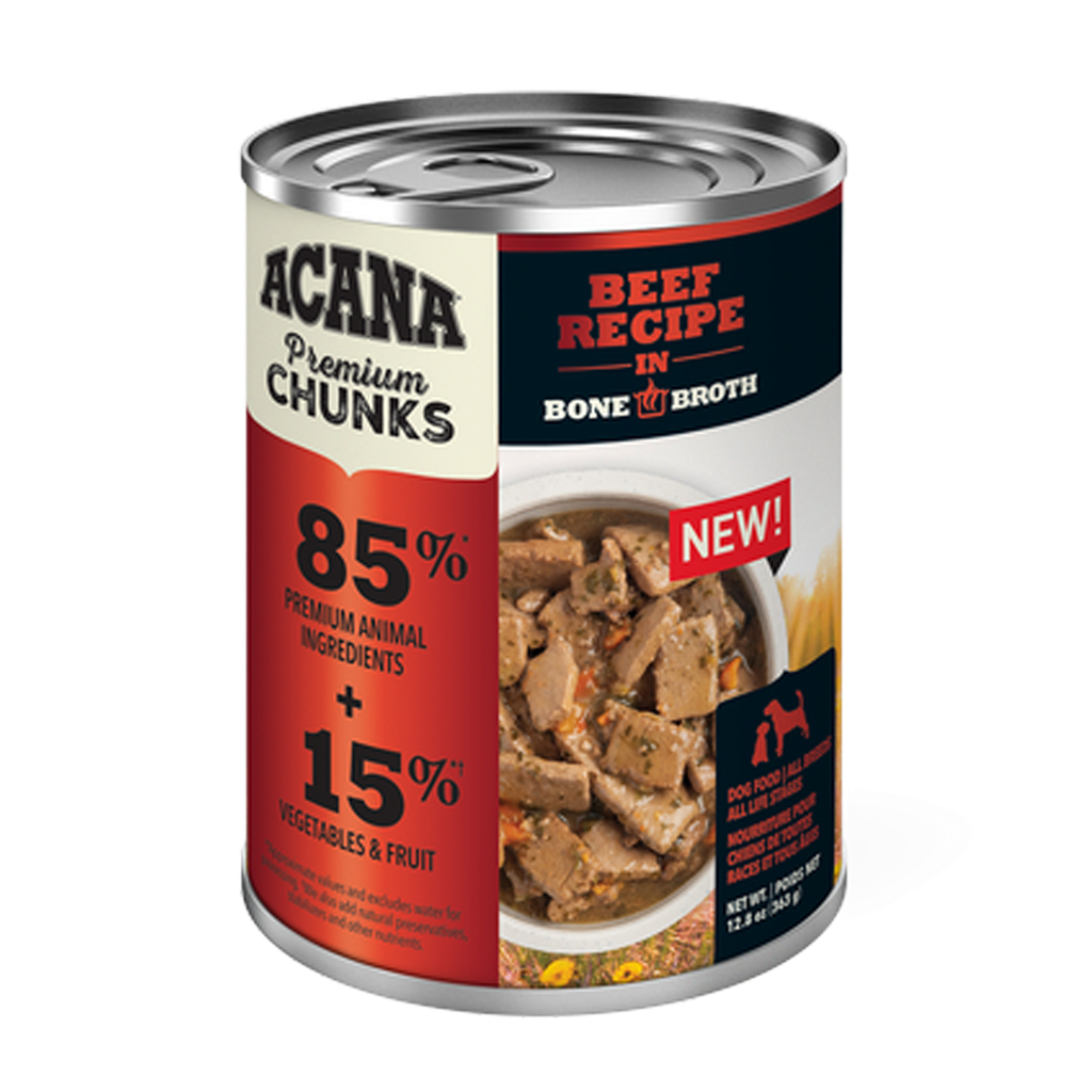 ACANA DOG CHUNKS BEEF RECIPE IN BONE BROTH 12.8OZ