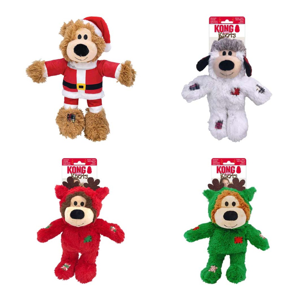 DV - KONG DOG HOLIDAY WILD KNOTS BEAR ASST SM/MED XMAS 2023