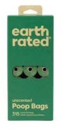 EARTH RATED UNSCENTED POOP BAGS 315CT