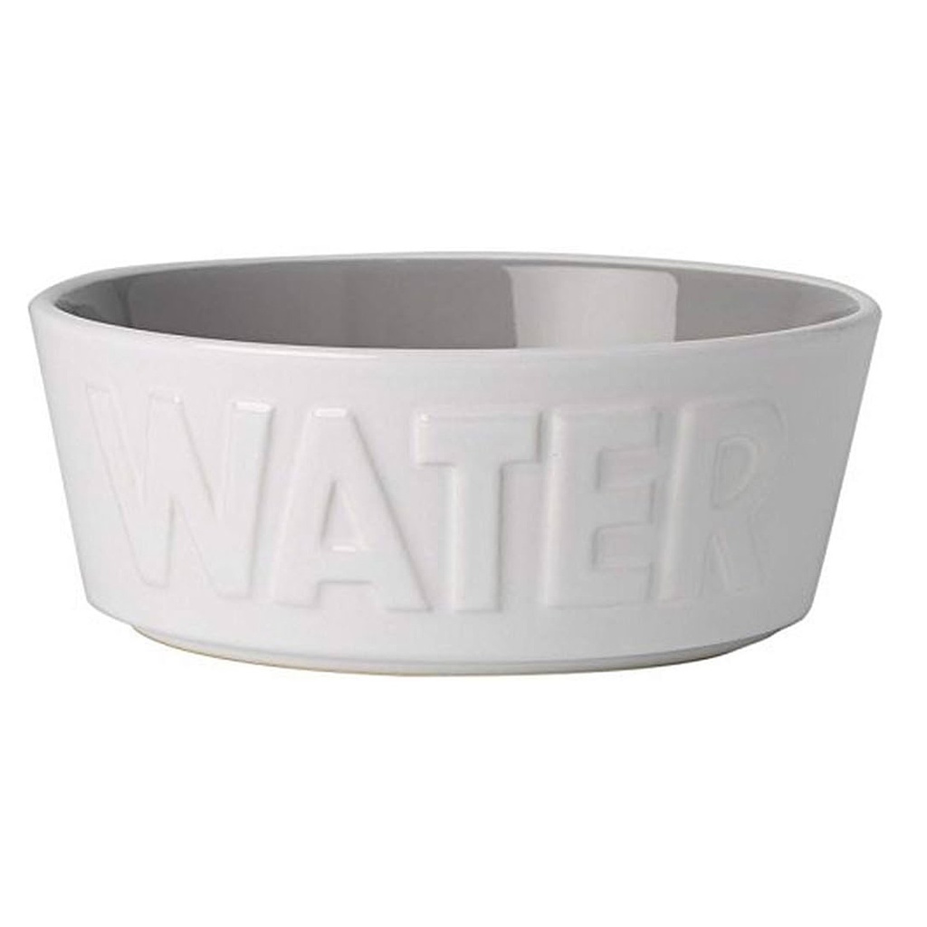 PETRAGEOUS BACK TO BASICS STONEWARE BOWL WATER WHITE/GRAY 6"