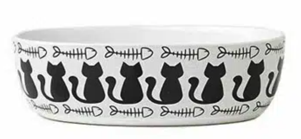 PETRAGEOUS KITTY &amp; FISH BONE OVAL LIGHT TAUPE/BLACK 7"