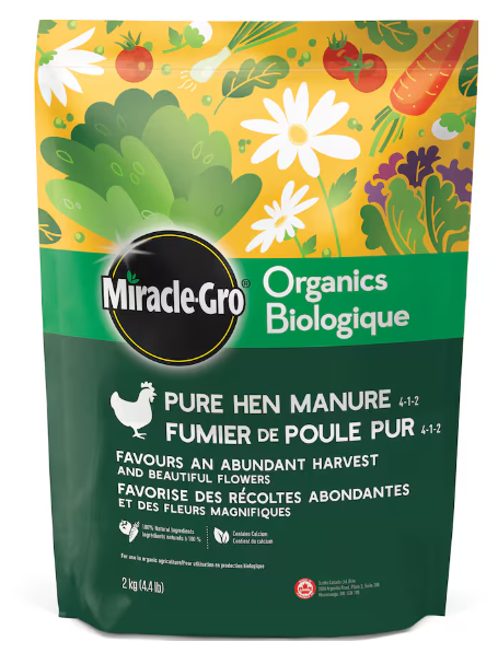 MIRACLE GRO ORG PURE HEN MANURE PLANT FOOD 3-2-1 2KG