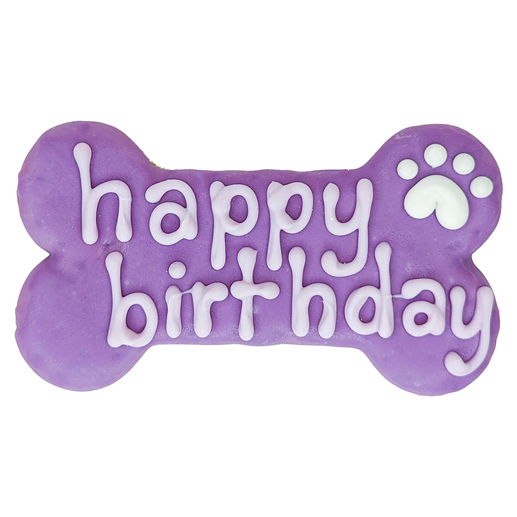 BOSCO AND ROXY'S VIOLET HAPPY BIRTHDAY BONE 6&quot;