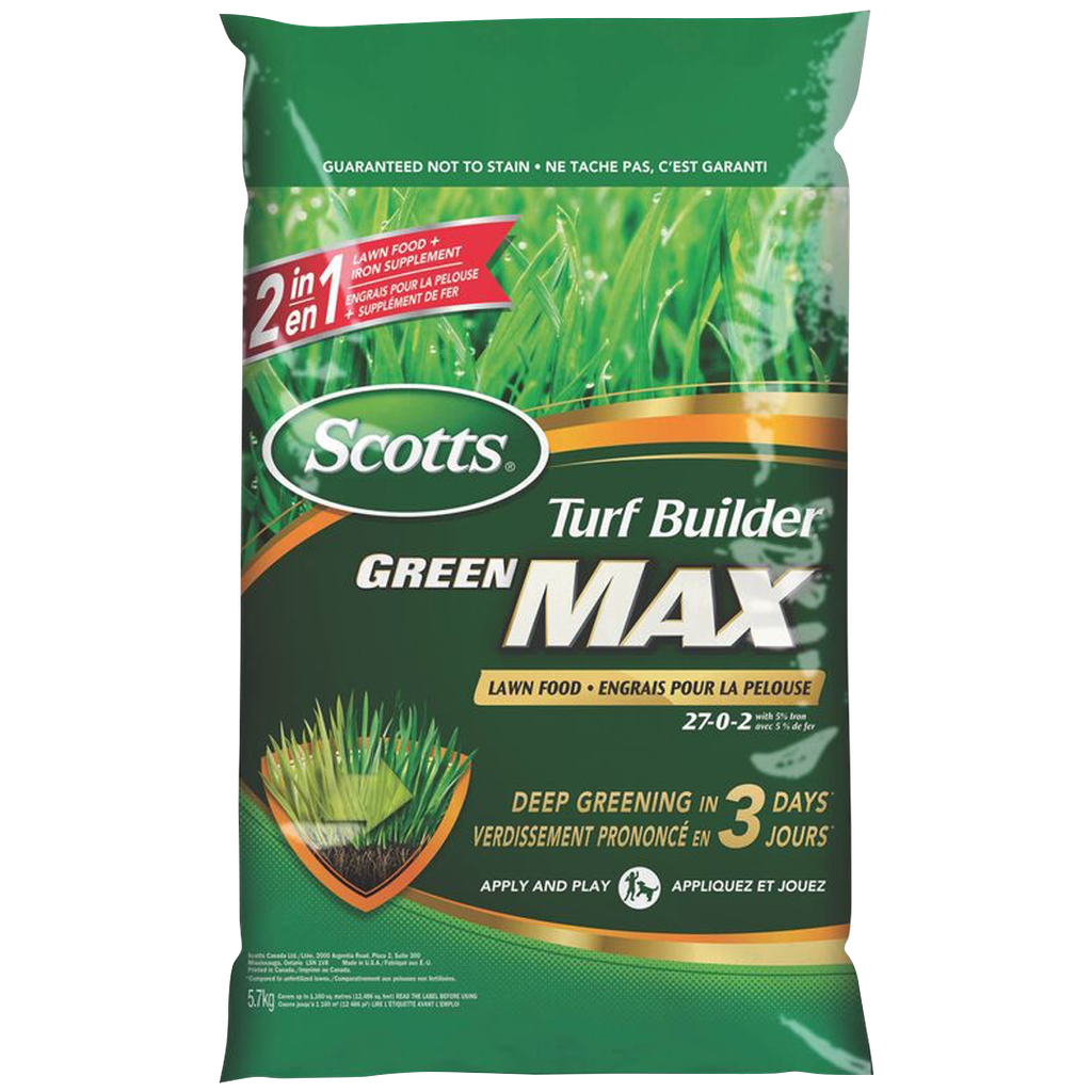 SCOTTS TURF BUILDER GREEN MAX LAWN FOOD 27-0-2 5.7KG