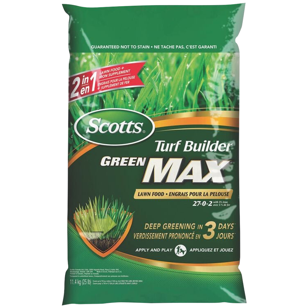 SCOTTS TURF BUILDER GREEN MAX LAWN FOOD 27-0-2 11.4KG