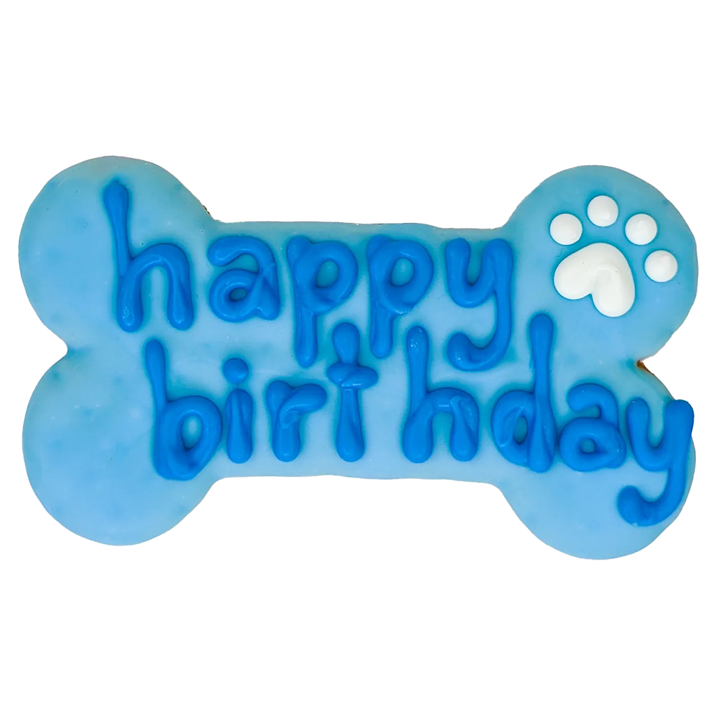 BOSCO AND ROXY'S BLUE HAPPY BIRTHDAY BONE 6&quot;