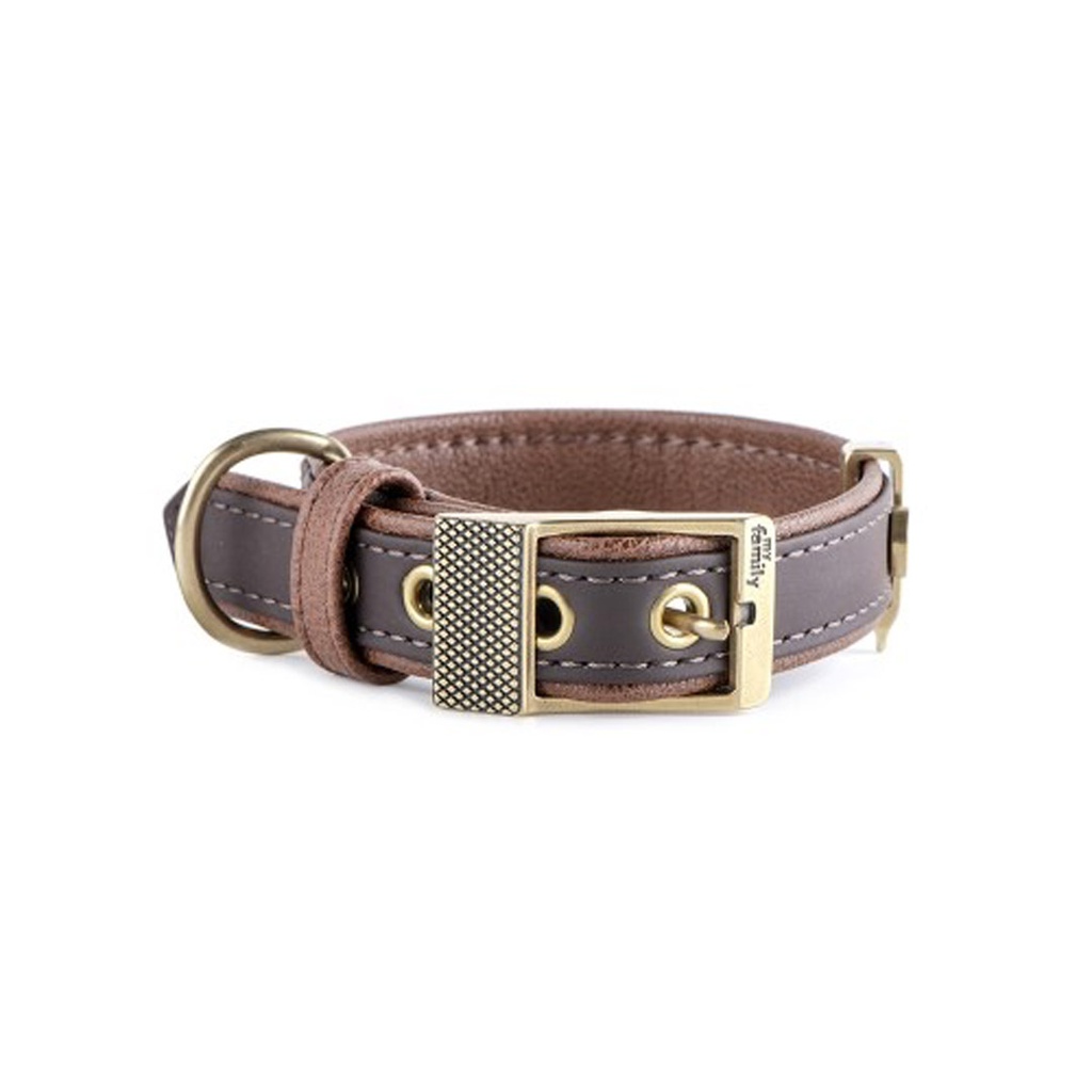 MY FAMILY BILBAO COLLAR FAUX LEATHER BRN LRG 42-50CM