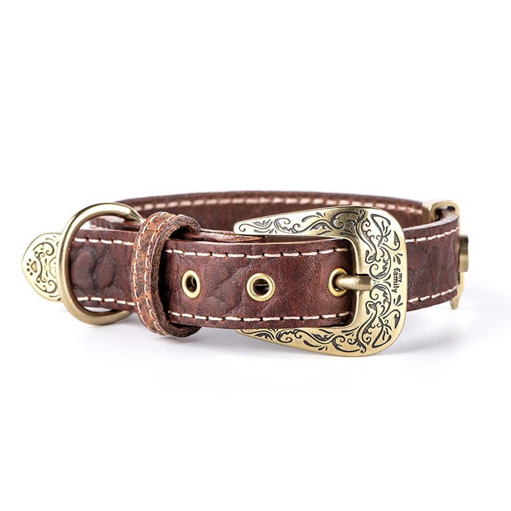 MY FAMILY EL PASO COLLAR LEATHER BRN SM 27-31CM