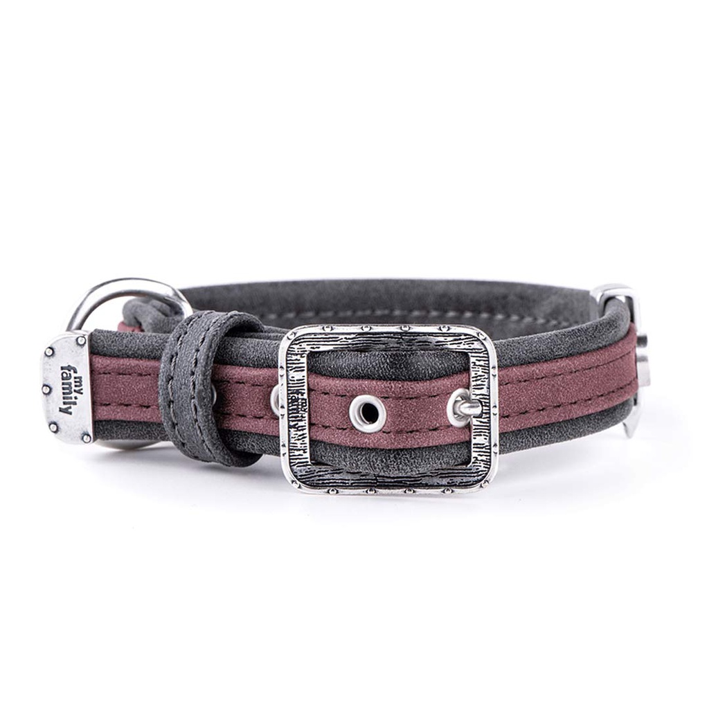 MY FAMILY LONDON COLLAR FAUX LEATHER PR &amp; BLK XL 44-54CM