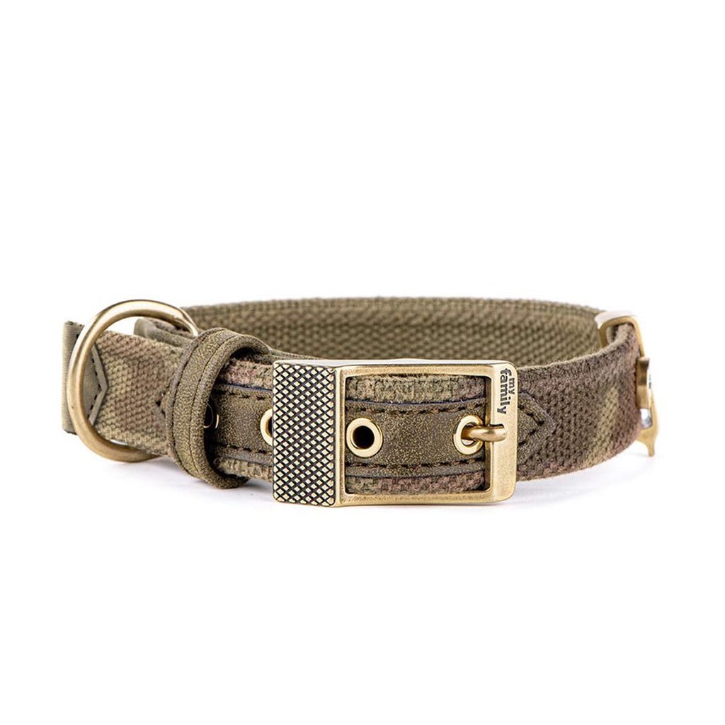 MY FAMILY WEST POINT COLLAR MILITARY GRN LRG 42-50CM