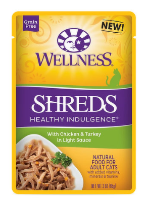 WELLNESS HEALTHY INDULGENCE SHREDS CHICKEN & TURKEY 3OZ