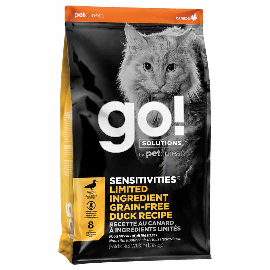 DMB - GO CAT LID GRAIN FREE SENSITIVITIES DUCK 3LB