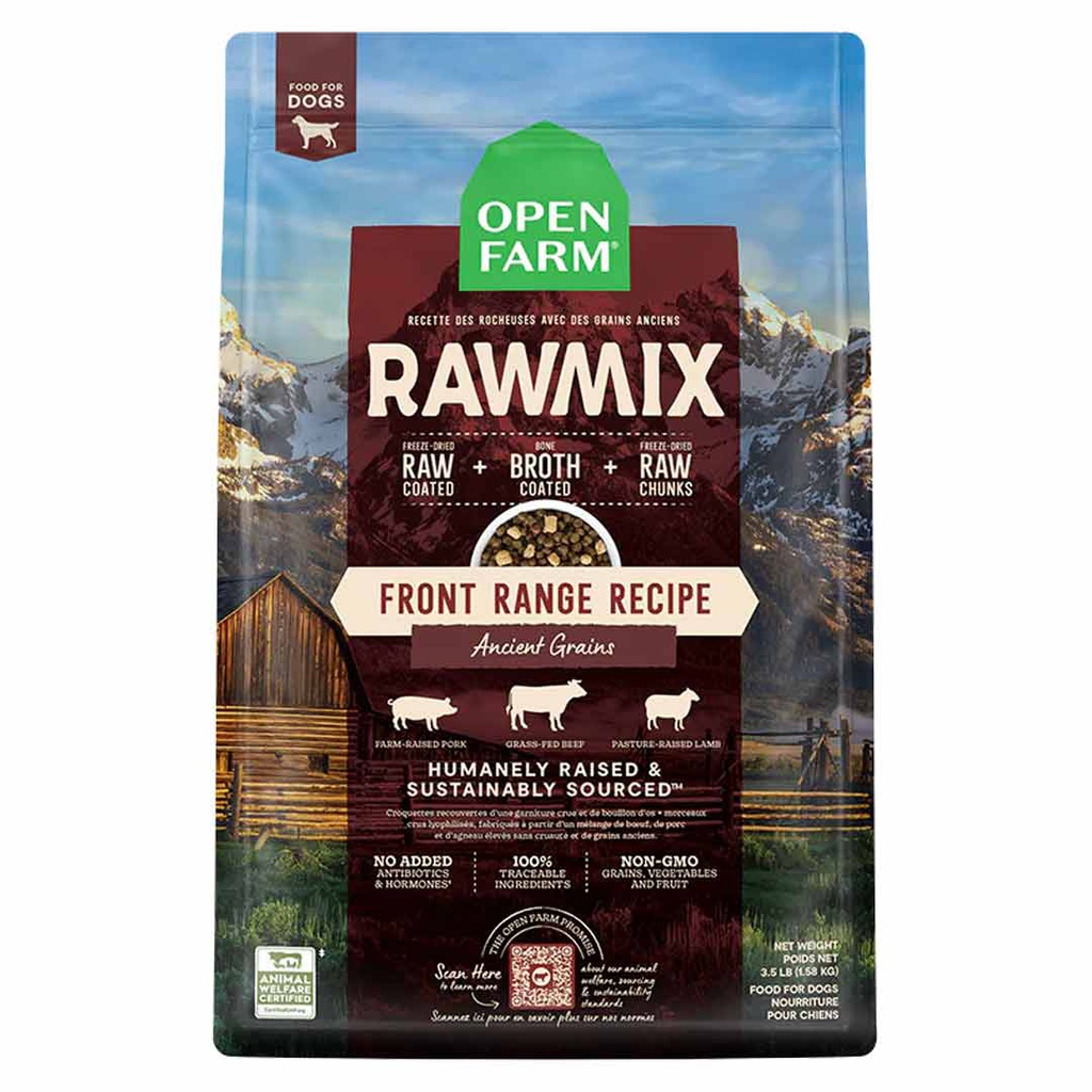 OPEN FARM DOG RAWMIX ANCIENT GRAIN FRONT RANGE RECIPE 20LB