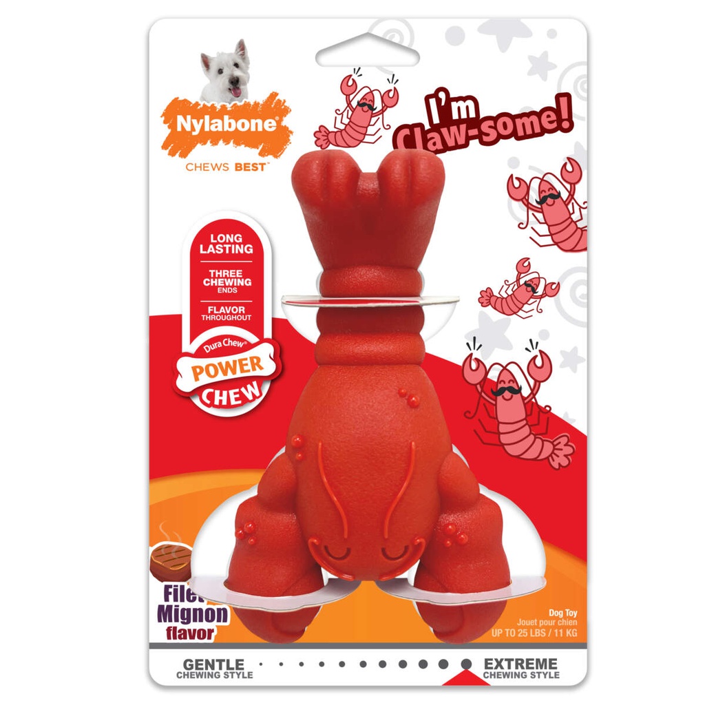 NYLABONE POWER CHEW LOBSTER TOY FILET MIGNON SM/REG