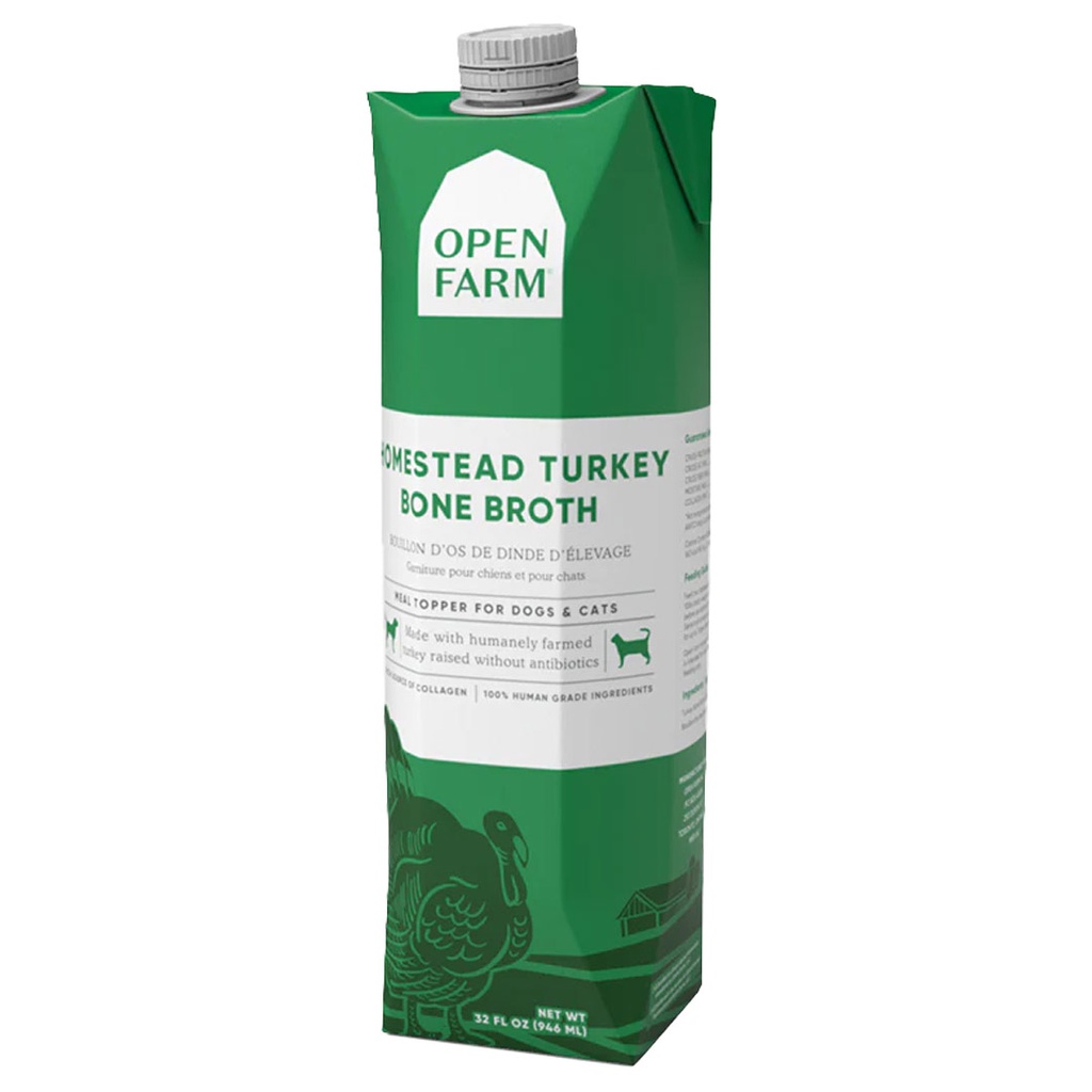 OPEN FARM HOMESTEAD TURKEY BONE BROTH FOR DOGS &amp; CATS 32OZ