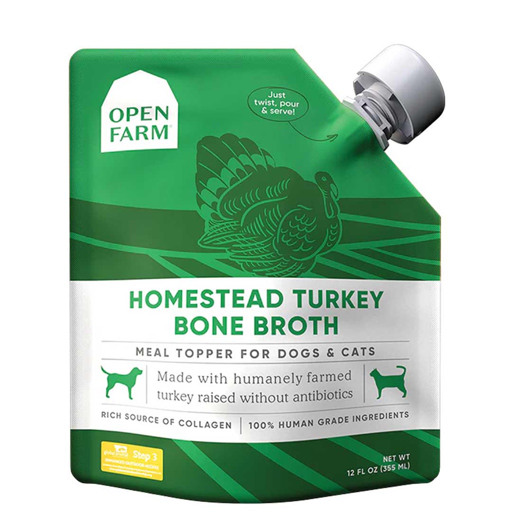 OPEN FARM HOMESTEAD TURKEY BONE BROTH FOR DOGS &amp; CATS 12OZ