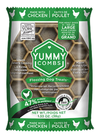 YUMMY COMBS FLOSSING DOG TREATS CHICKEN LARGE