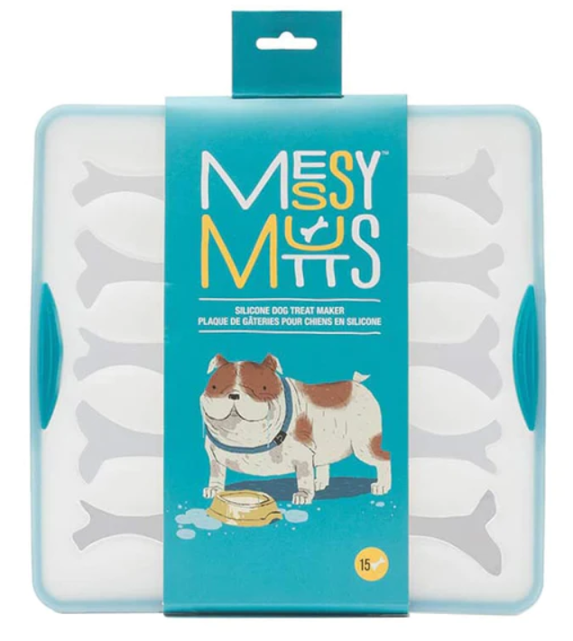 MESSY MUTTS SILICONE BAKE &amp; FREEZE TREAT MAKER 8 LRG BONES